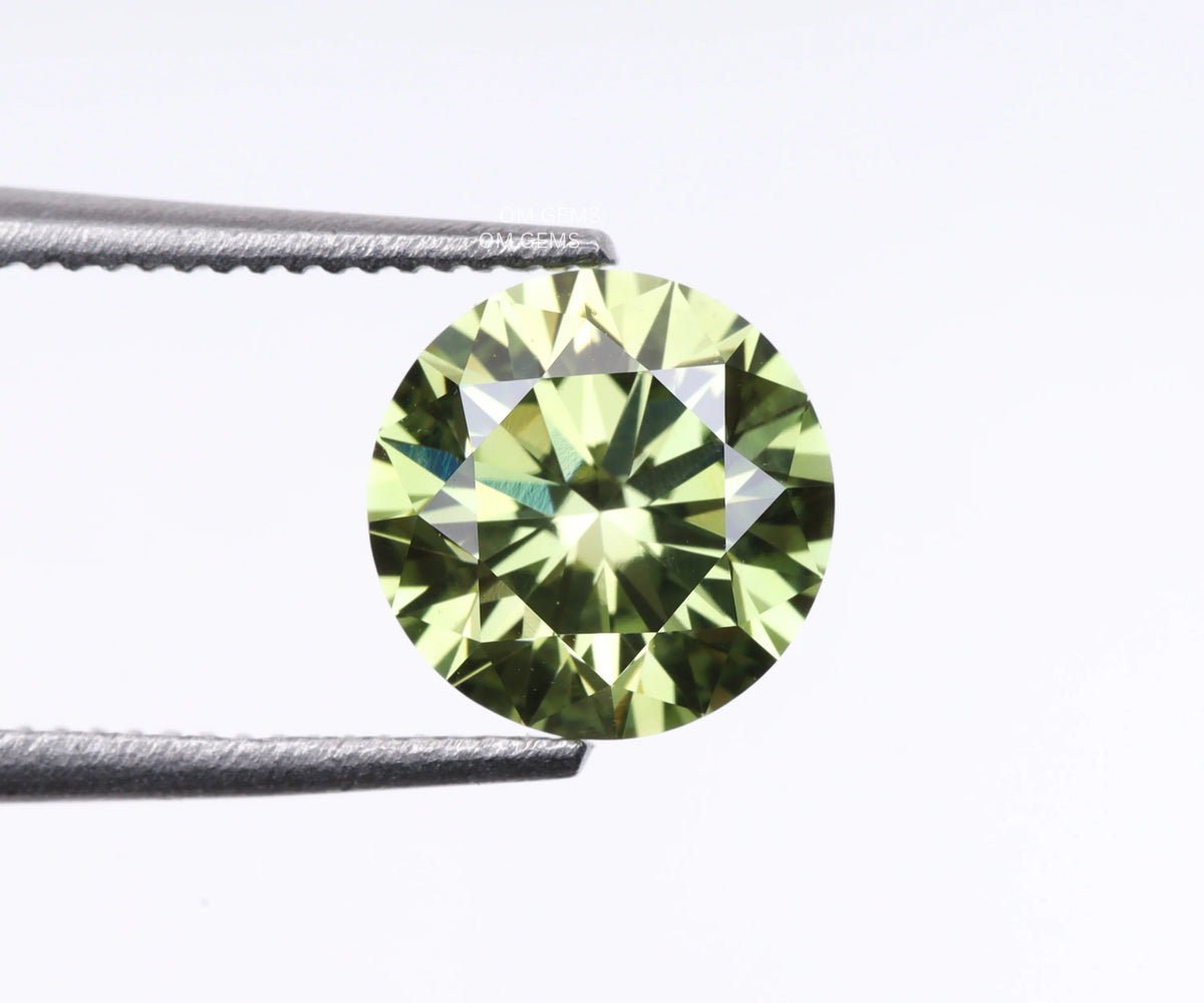 1.03 Carat Fancy Green Round Brilliant Cut Lab Created Loose Diamond