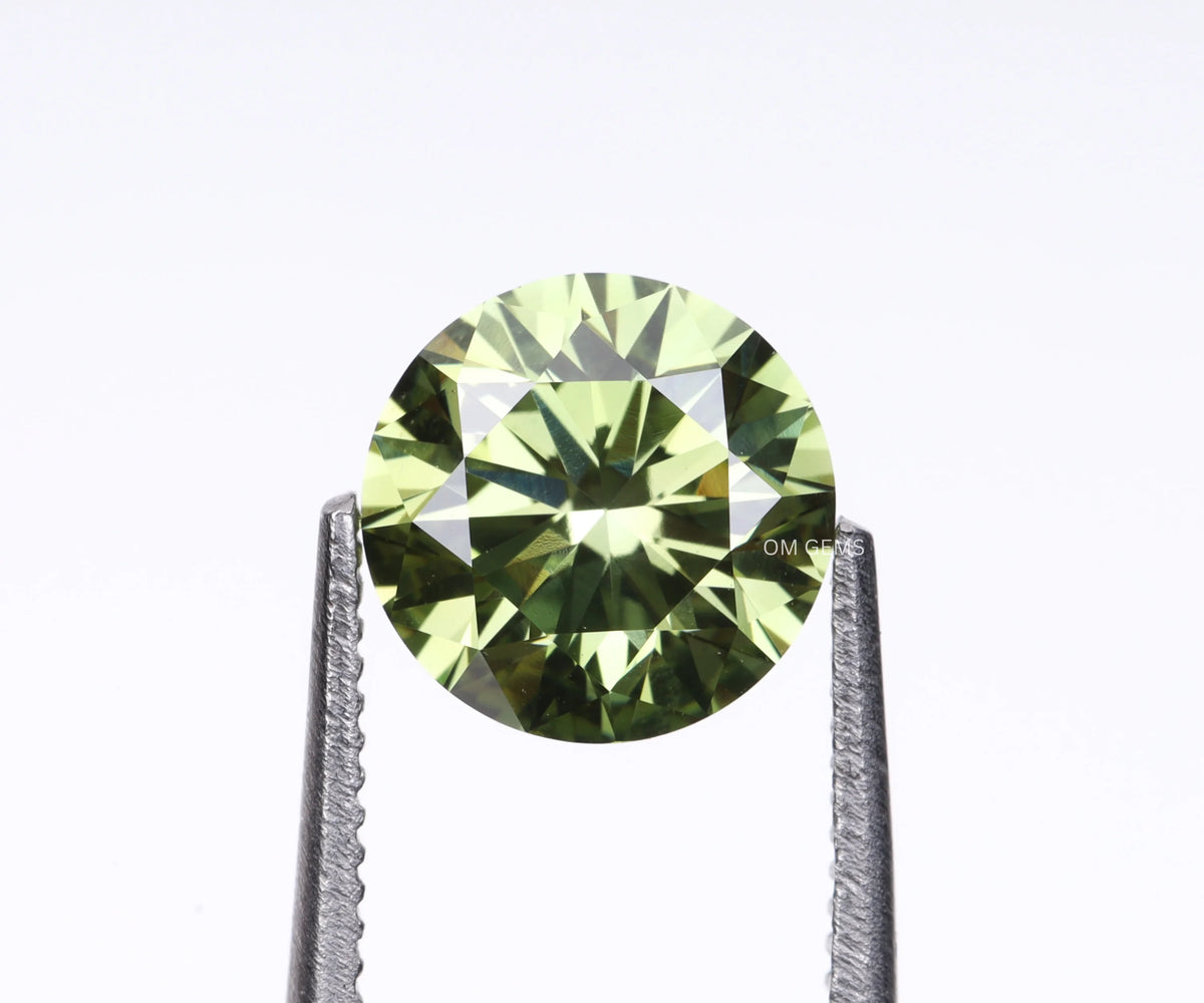 1.03 Carat Fancy Green Round Brilliant Cut Lab Created Loose Diamond
