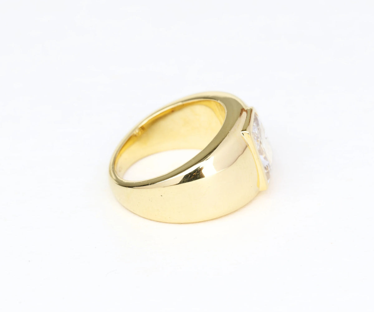 Chunky Signet B-Shaped Lab Grown Diamond Anniversary Ring
