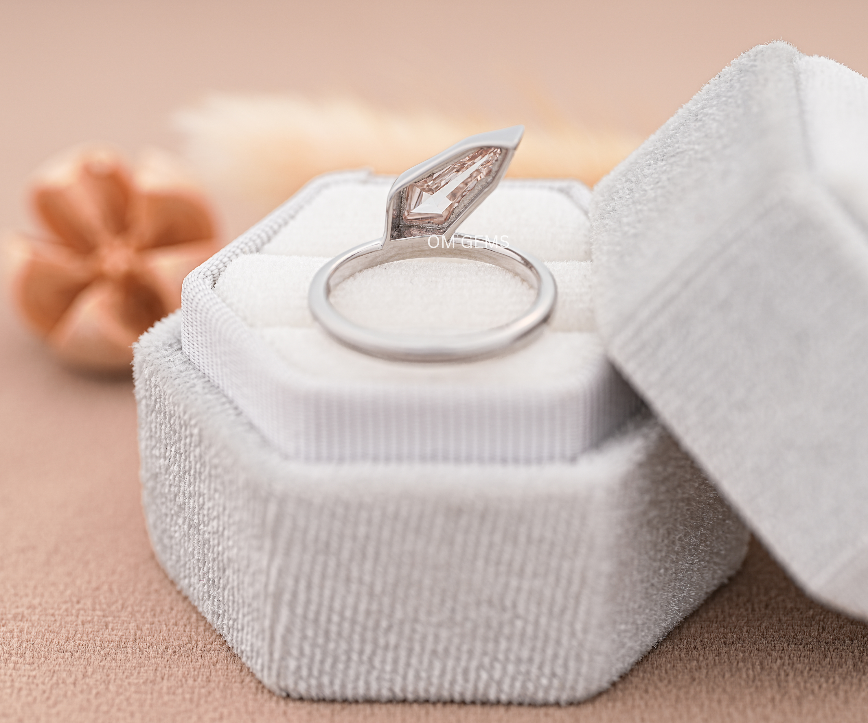 Lab Grown Champagne Shield Cut Diamond Ring