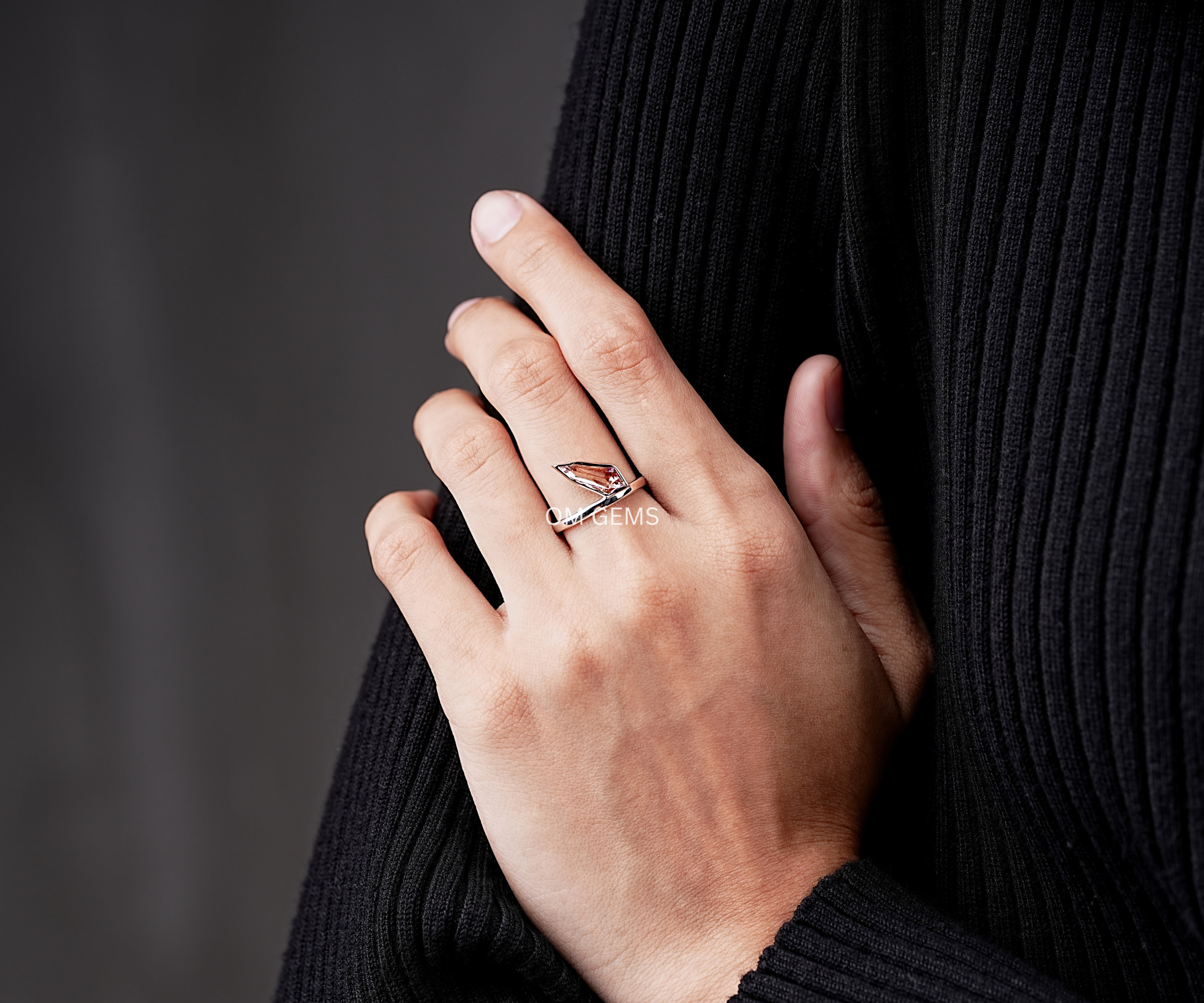 Unique Shield Cut Lab Grown Diamond Bezel Set Ring 