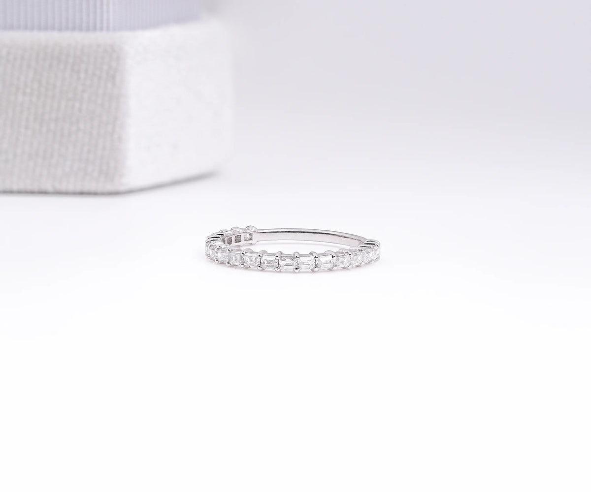 East-West Eternity Baguette Shape Gemstone Wedding Band