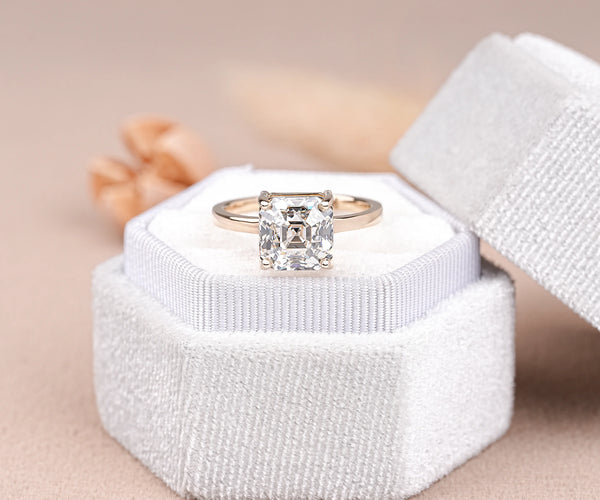 Solitaire Asscher Cut Lab Grown Diamond Engagement Ring