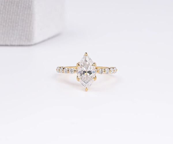 Solitaire Accent Marquise Shape Lab Grown Diamond Engagement Ring