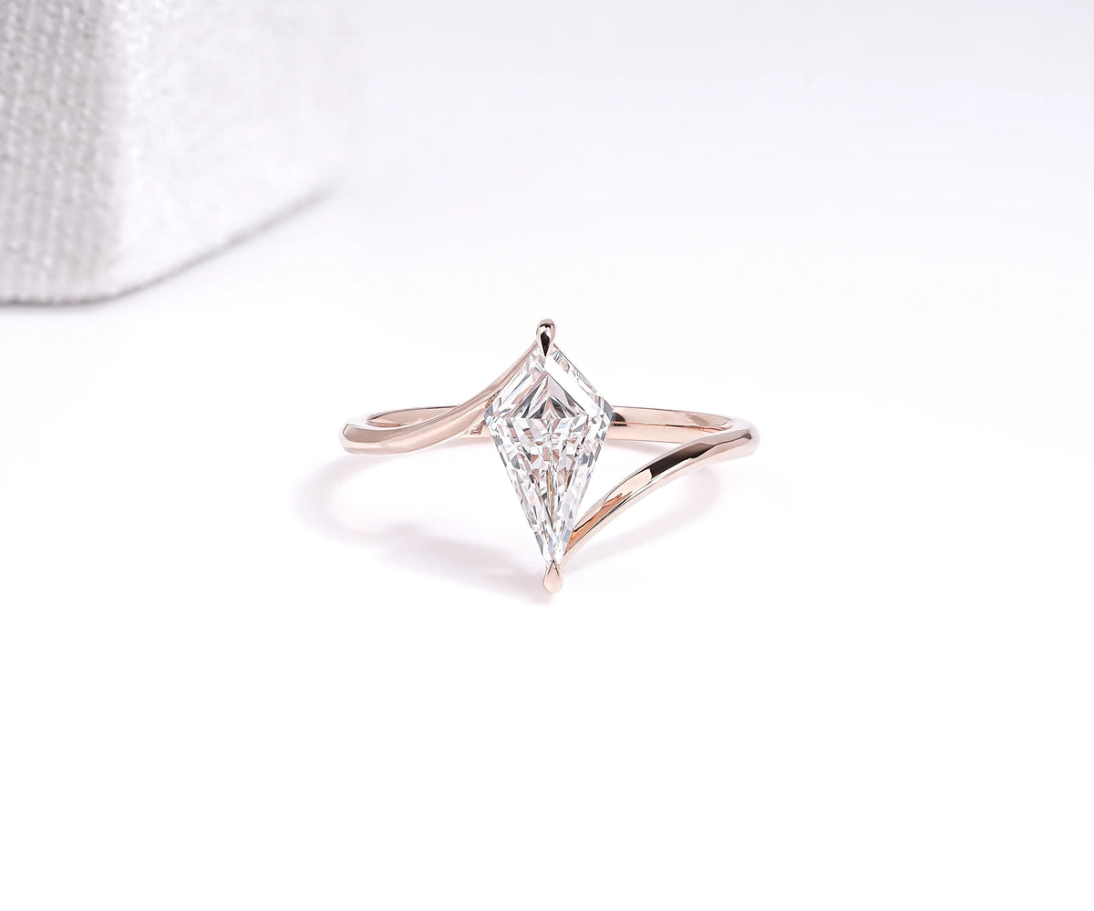 Solitaire Bypass Kite Shape Lab Diamond Engagement Ring