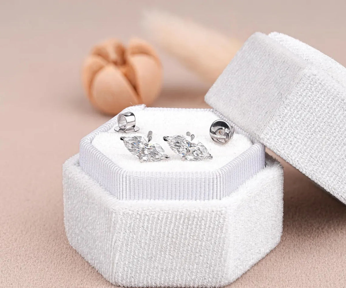 Solitaire Stud Marquise Shape Lab Diamond Gift for Her Earrings
