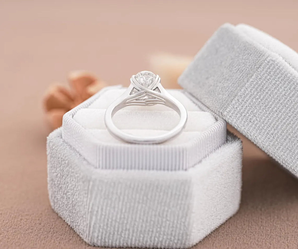 Solitaire Split Shank Oval Shape Lab Grown Diamond Engagement Ring