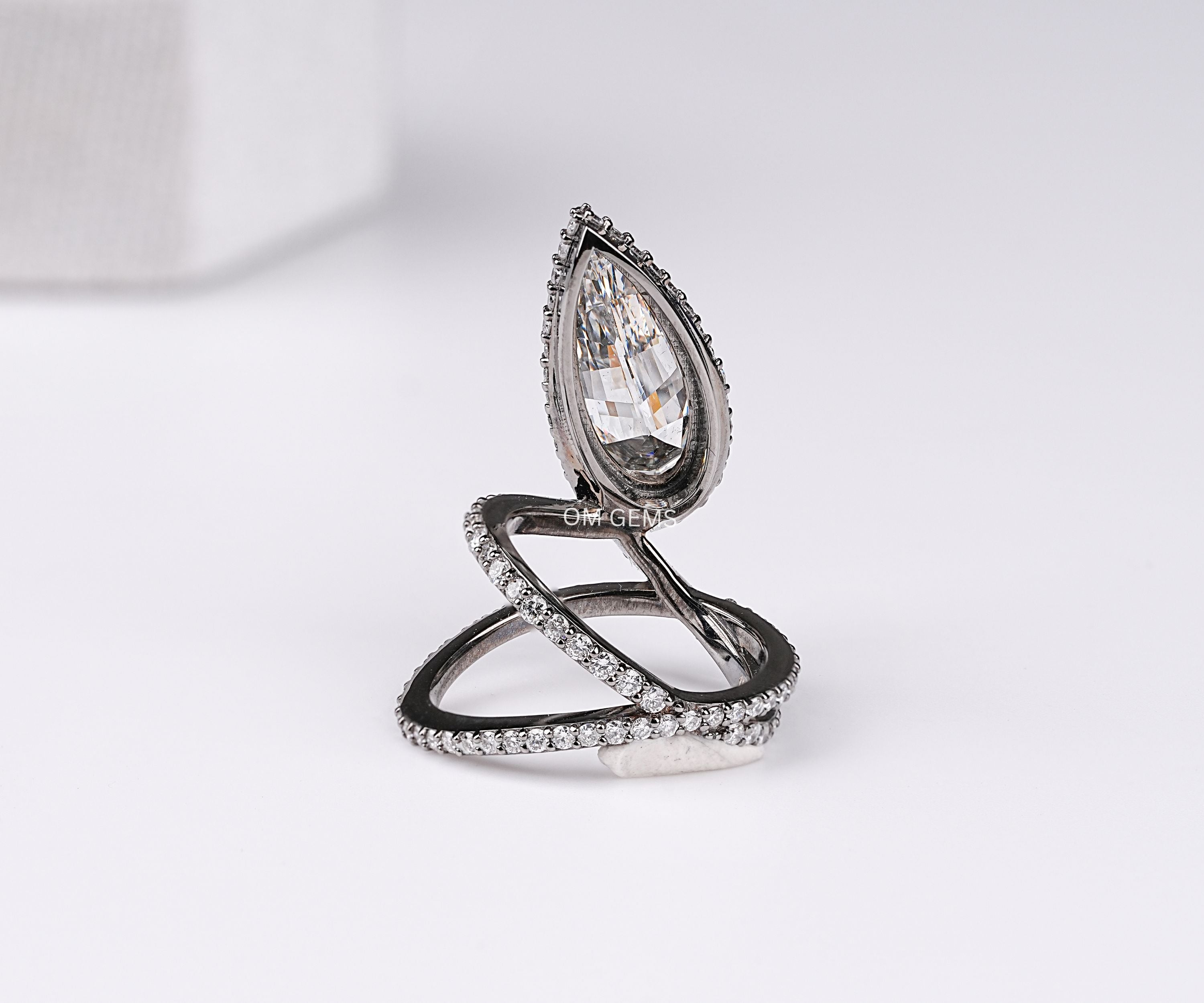 Step Cut Pear Lab Diamond Open Wrap Serpent Ring