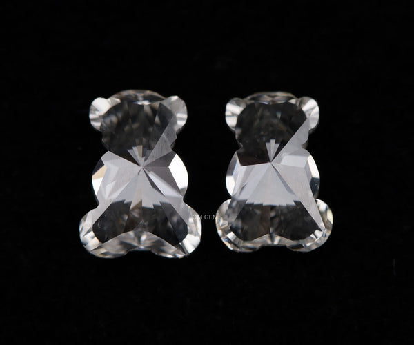 4.16 Carat Teddy Bear Shape Full Cut Lab Created Matched Diamond Pair