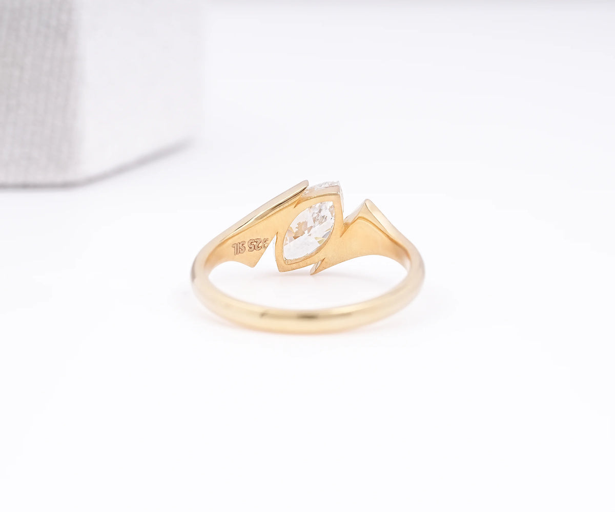 Marquise Shape Lab Grown Diamond Solitaire Bypass Engagement Ring