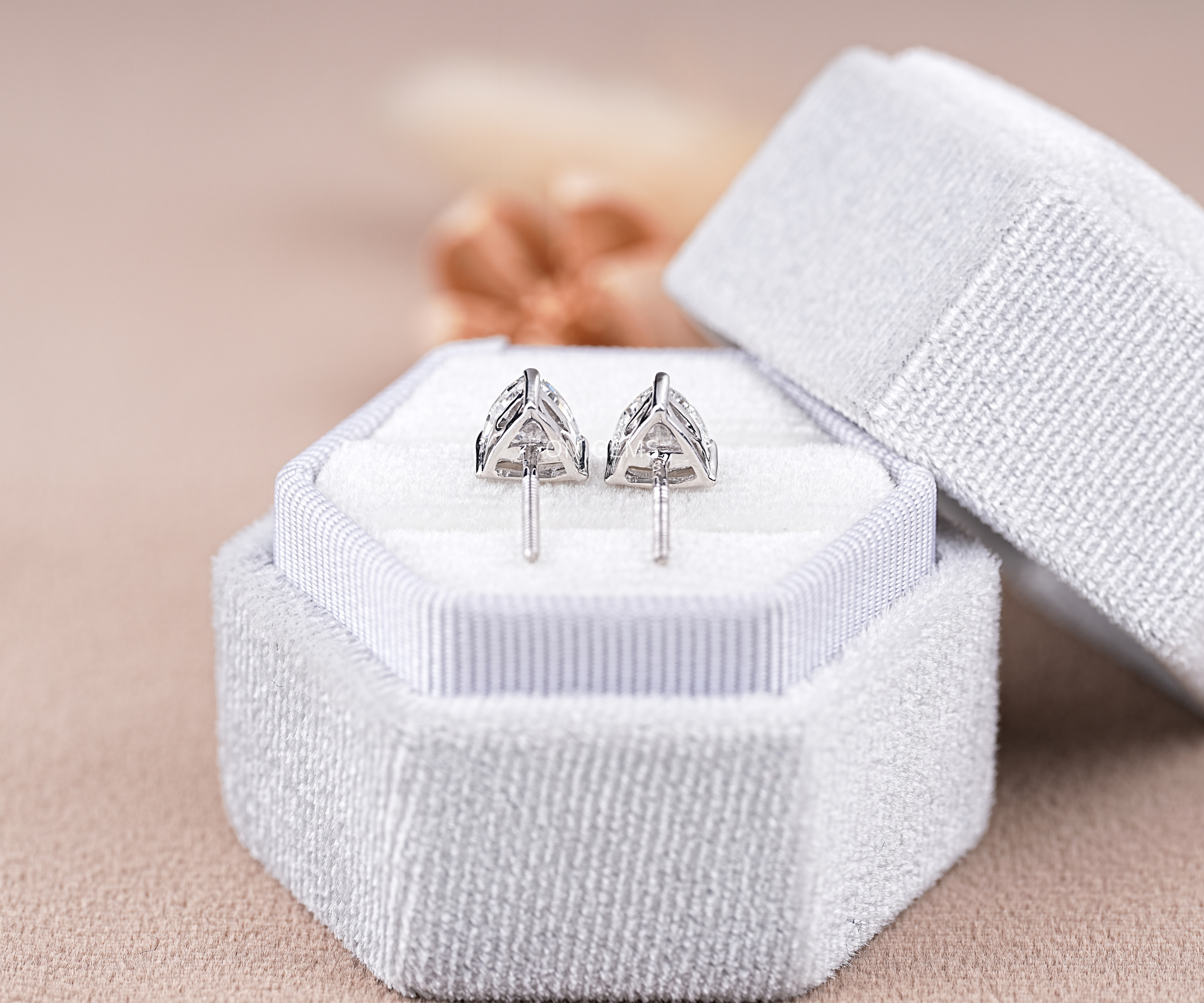 14K White Gold Trillion Cut Lab Grown Diamond Stud Earrings