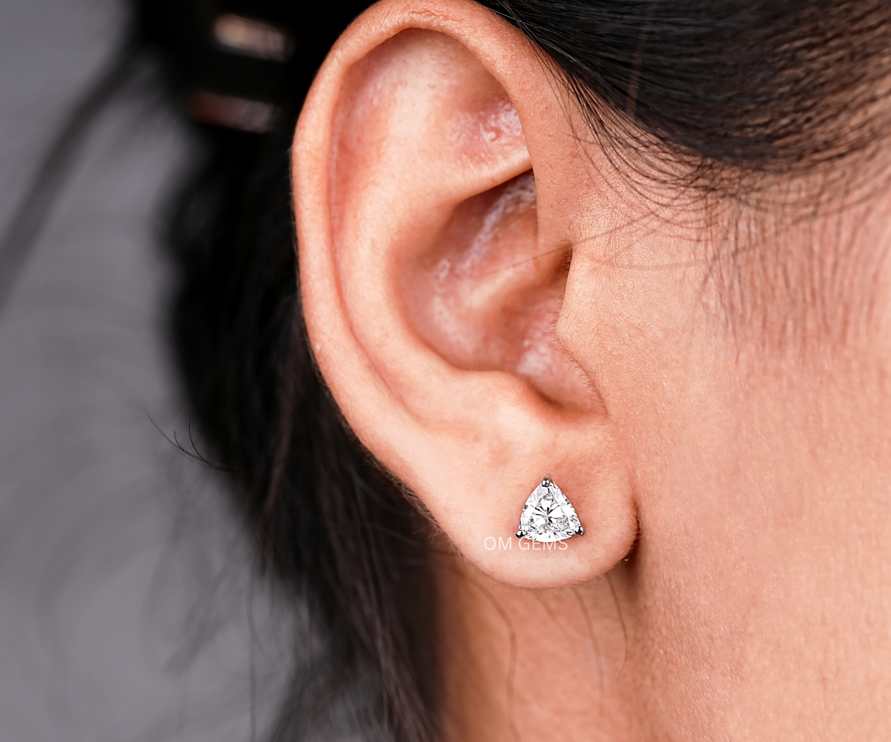 Lab Grown Trillion Cut Diamond Earrings