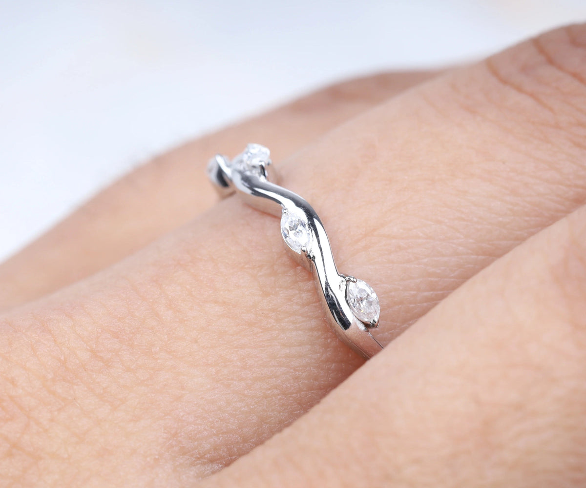 Nature Inspired Twig Marquise Shape Wedding Band