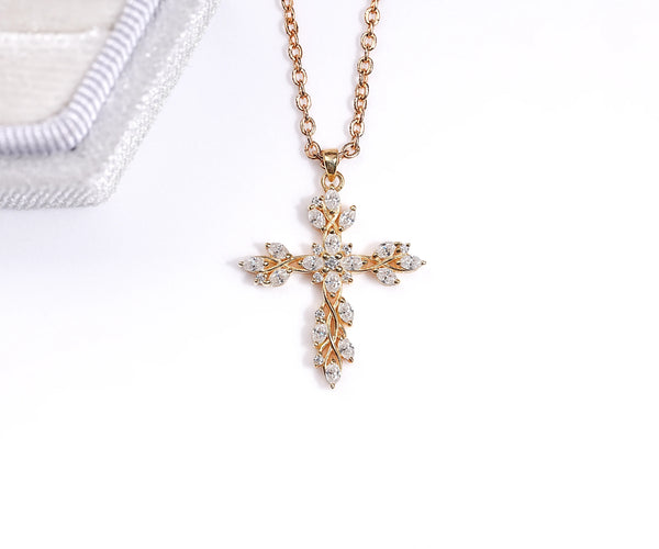 Twisted Cross Marquise and Round Lab Diamond Gift for Her Pendant