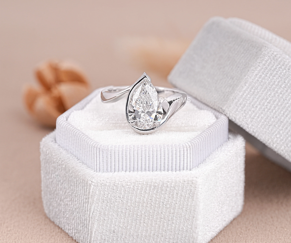 Solitaire Pear Shape Lab Grown Diamond Engagement Ring