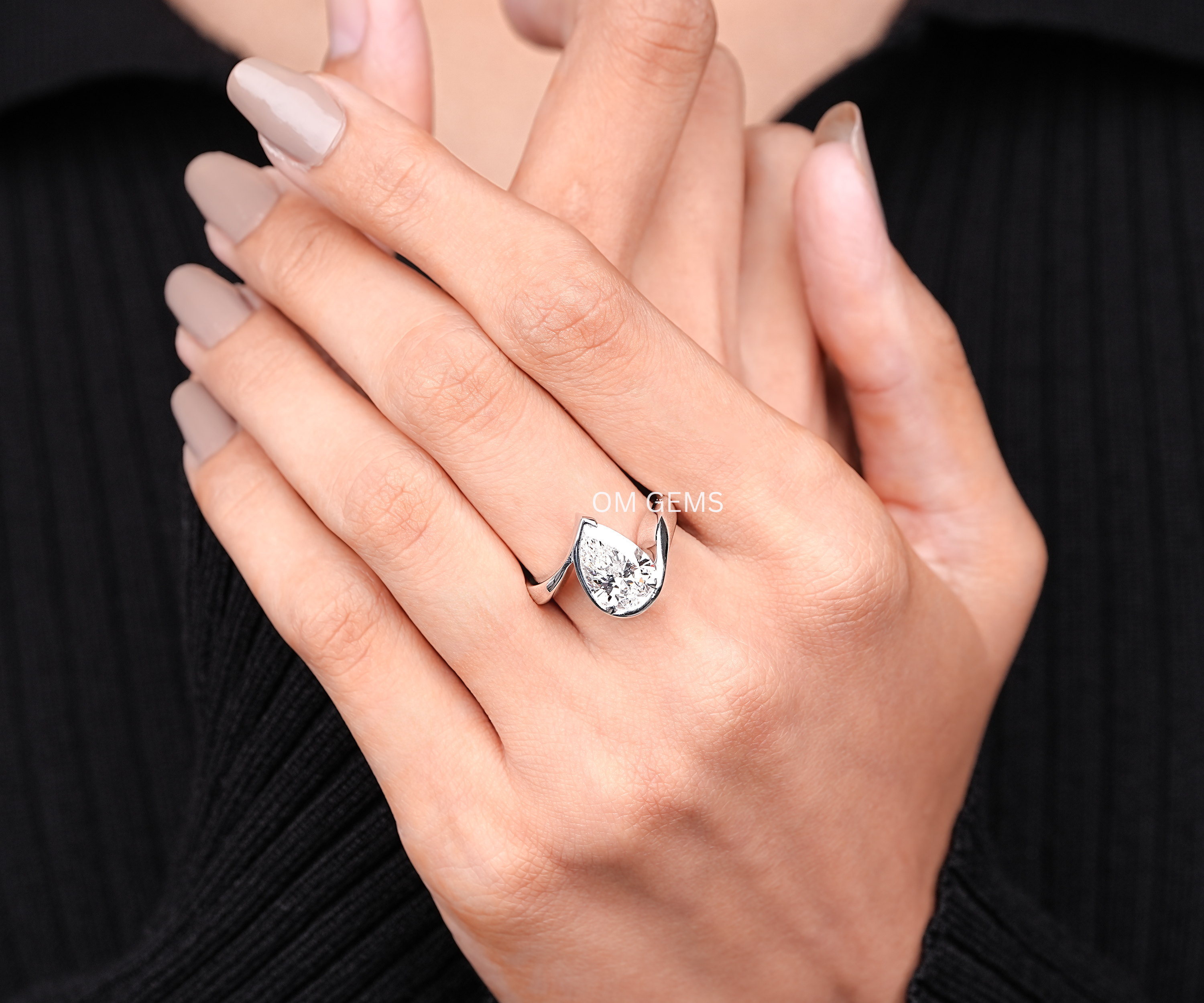 Unique Pear Shape Lab Grown Diamond Ring