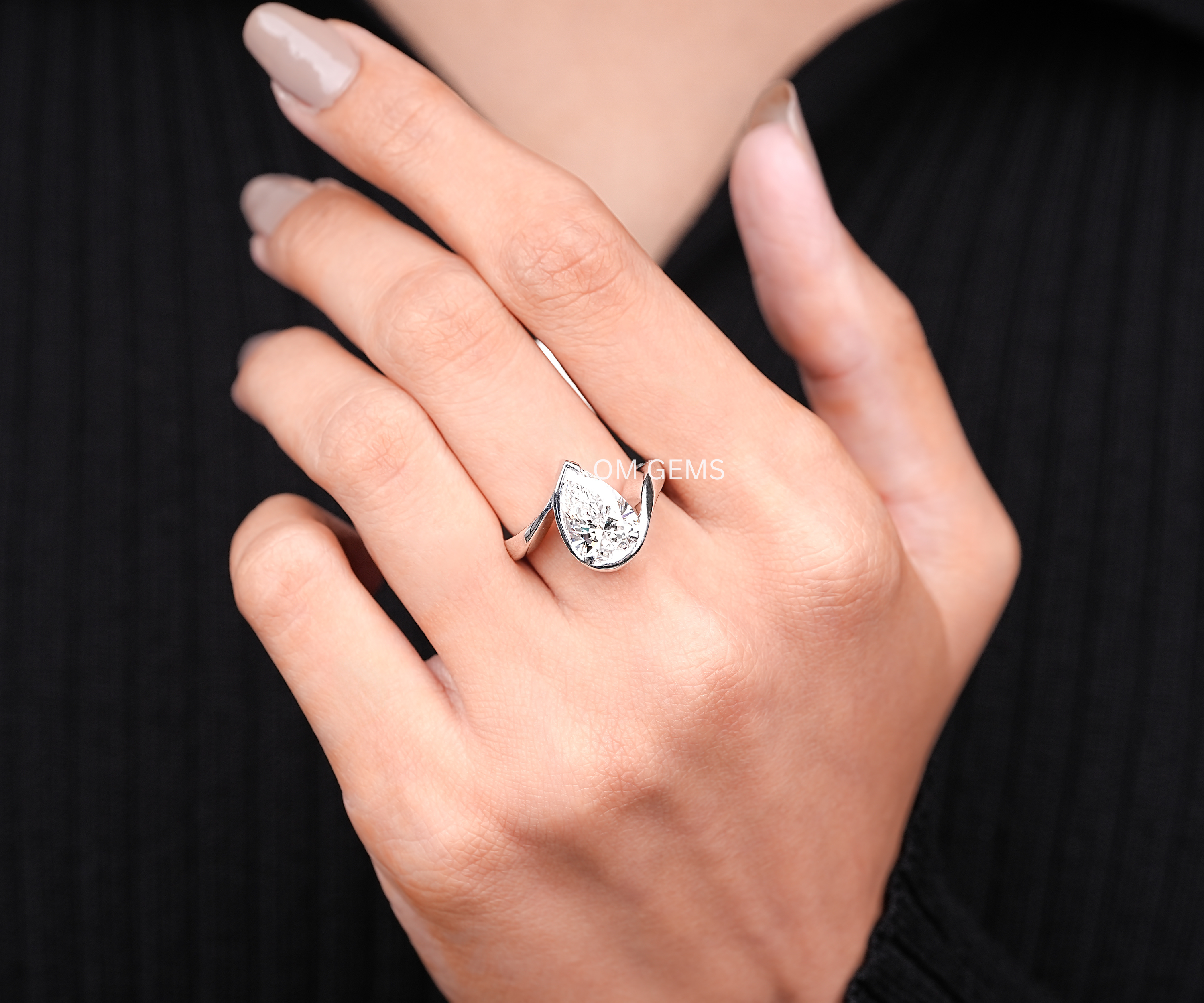 Unique Pear Shape Lab Grown Diamond Ring