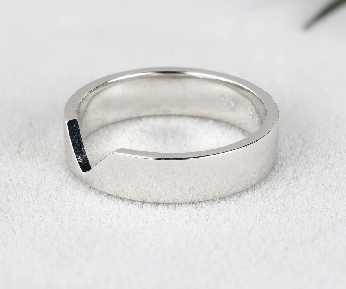 Chevron Cigar Style Wide Arch Wedding Band