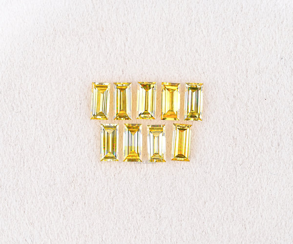 4.14mm Baguette Melee Loose Lab Grown CVD Diamond Fancy Yellow Color VVS VS Clarity