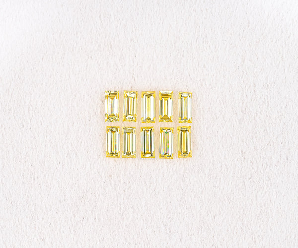 3.59mm Baguette Melee Loose Lab Grown CVD Diamond Fancy Yellow Color VS VVS Clarity