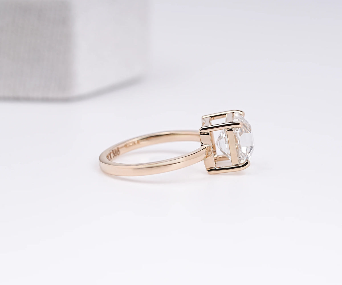 Asscher cut lab grown diamond solitaire bridal ring