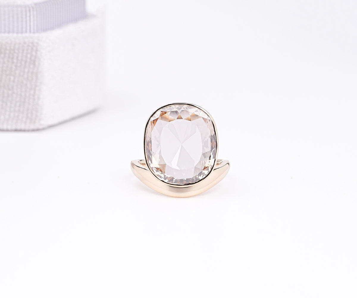 Bezel set dome oval lab diamond anniversary ring