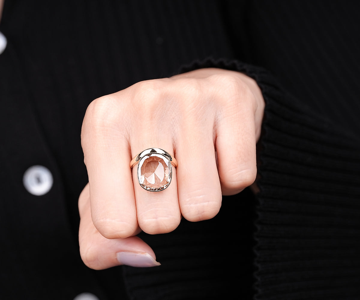 Bezel set oval lab diamond anniversary ring