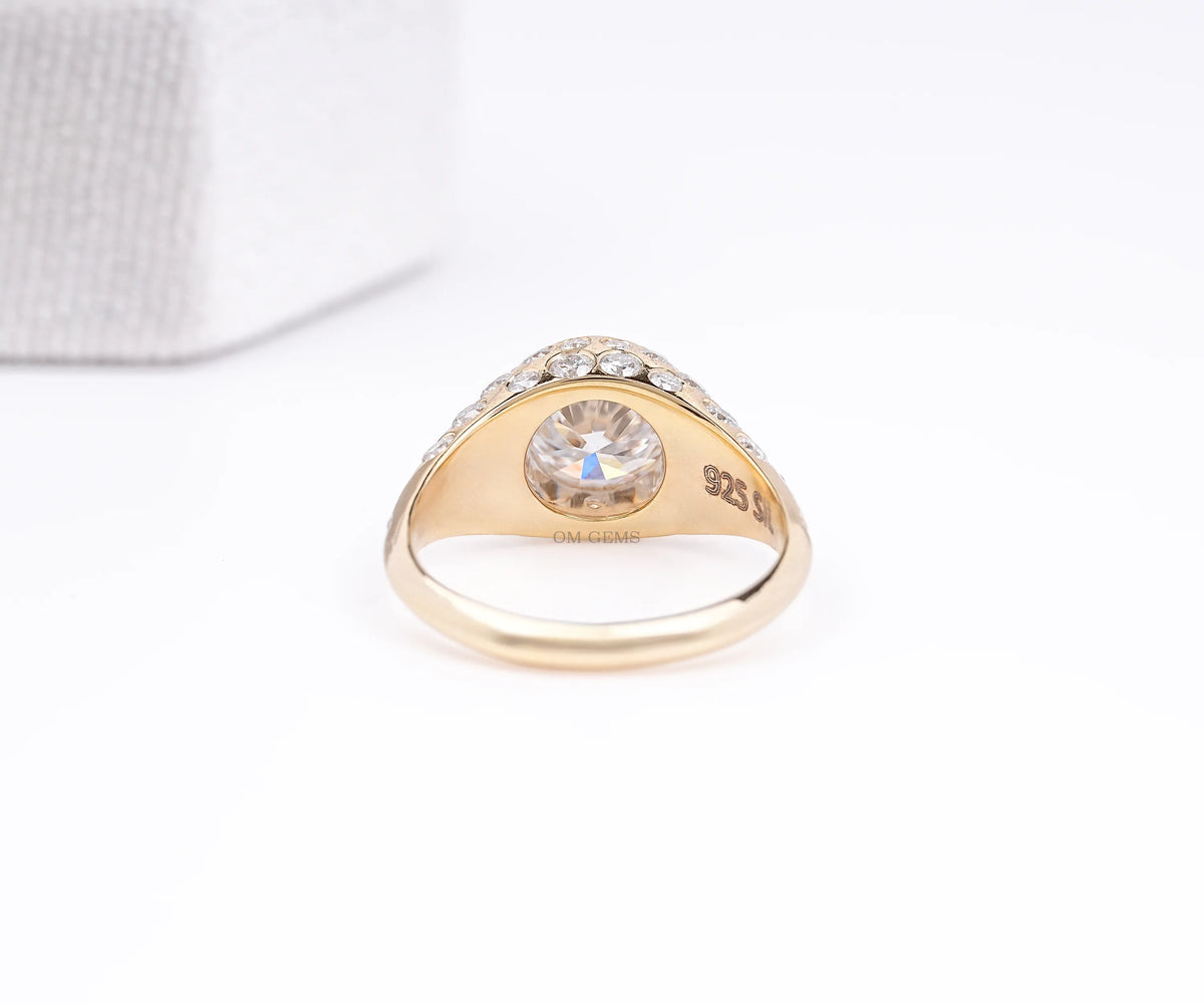 bezel set round cut lab grown diamond engagement ring