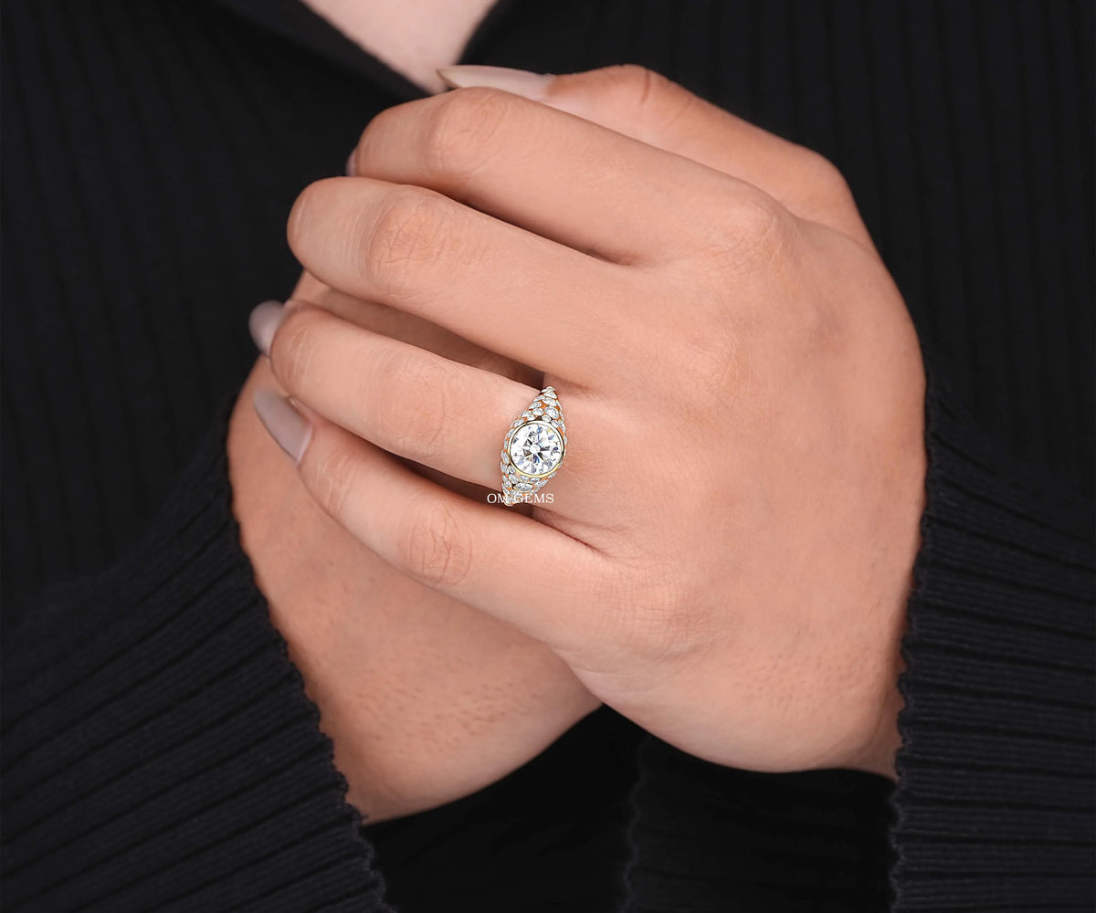 bezel set round lab grown diamond dome ring