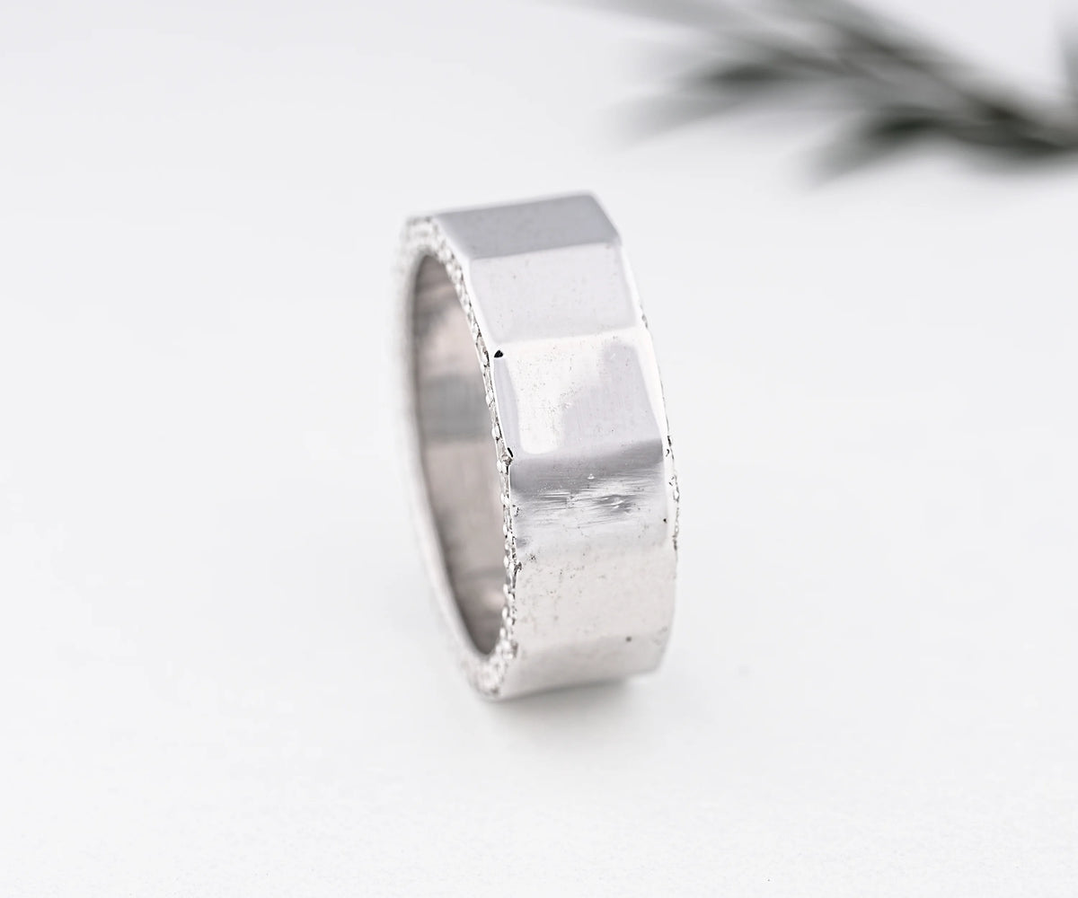 Cigar style round lab diamond wedding band