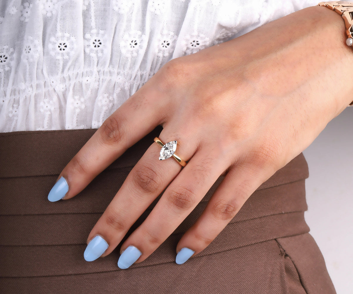 Classic marquise lab grown diamond engagement ring