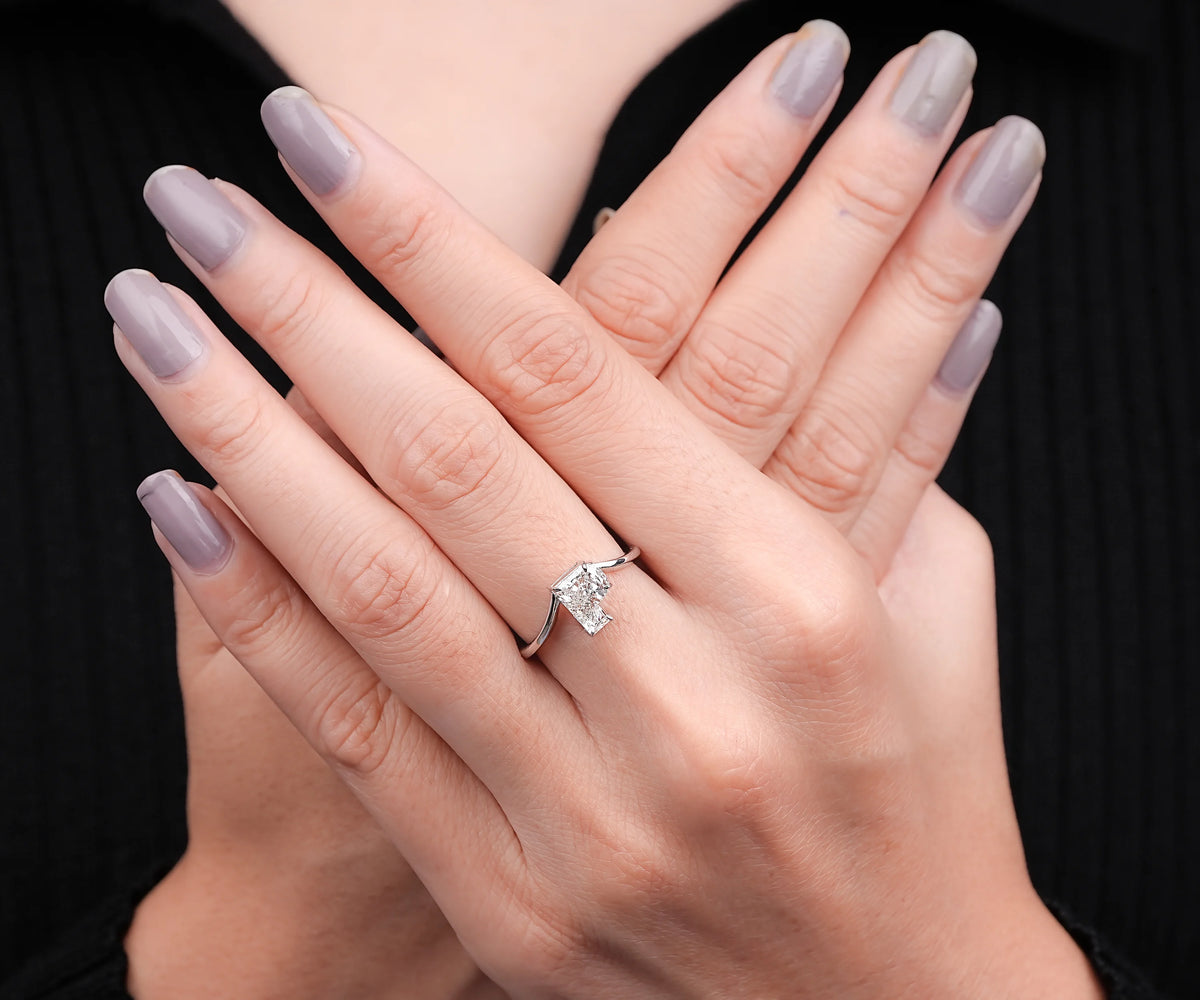 Custom Bypass P-Shaped Lab Grown Diamond Anniversary Ring