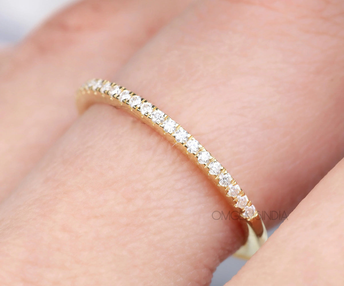 Delicate round lab diamond half eternity band