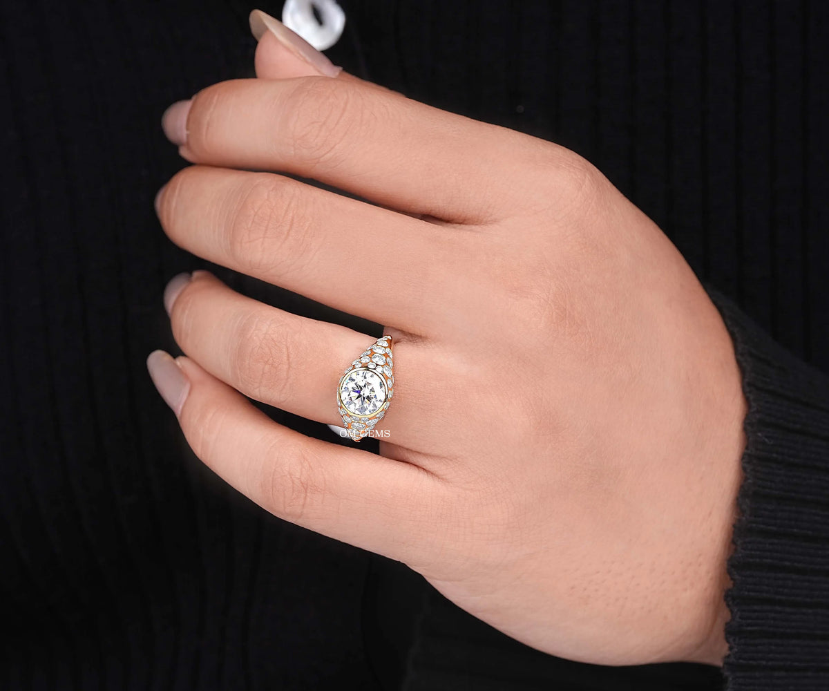 dome bezel set lab grown diamond engagement ring