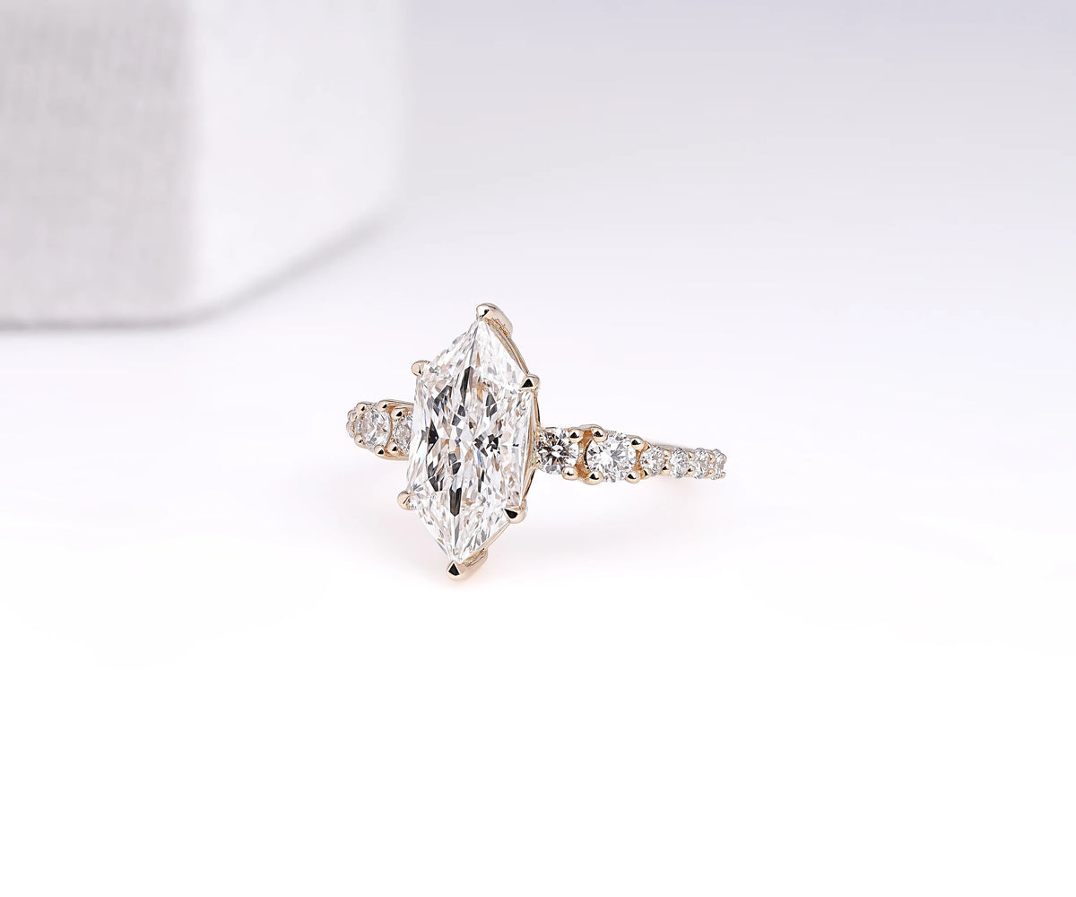 Solitaire Accent Dutch Marquise Shape Lab Diamond Engagement Ring