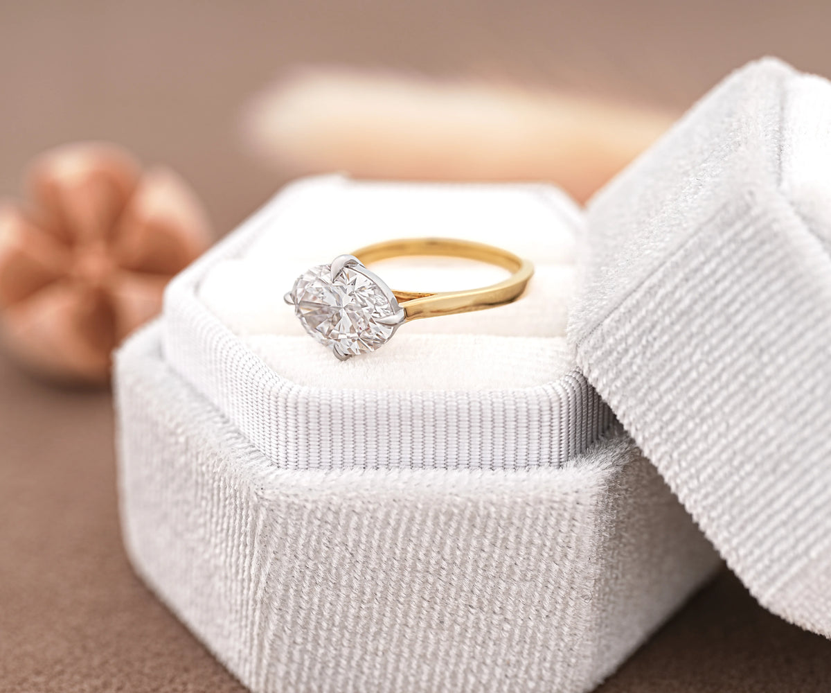 Solitaire East-West Oval Cut Lab Diamond Engagement Ring