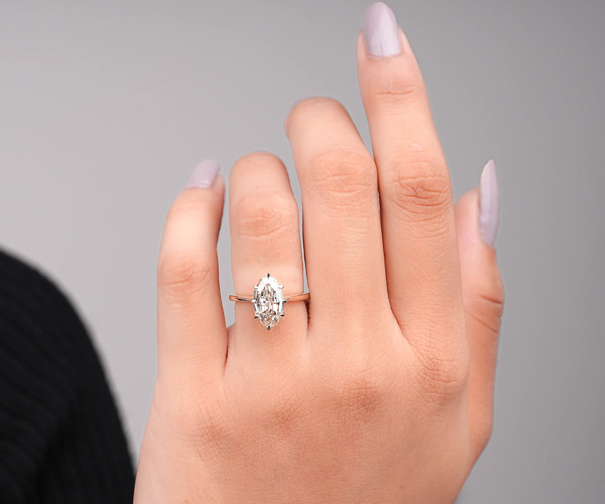 Solitaire Fancy Champagne Oval Shape Lab Diamond Engagement Ring