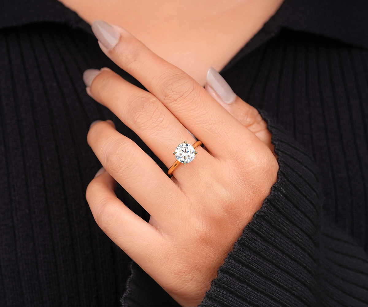 Hidden halo round lab diamond solitaire ring