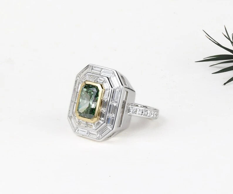 Double Halo Radiant Cut Lab Grown Diamond Engagement Ring