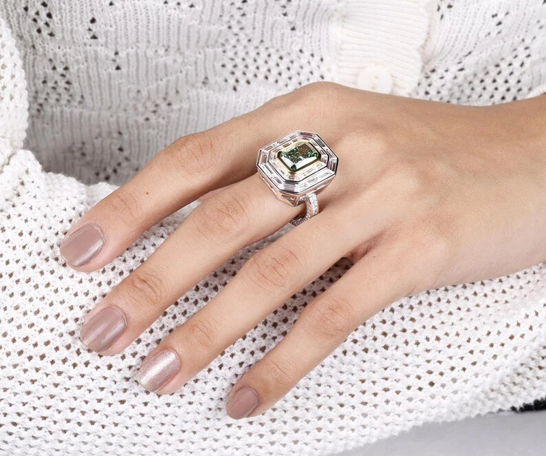 Double Halo Radiant Cut Lab Grown Diamond Engagement Ring