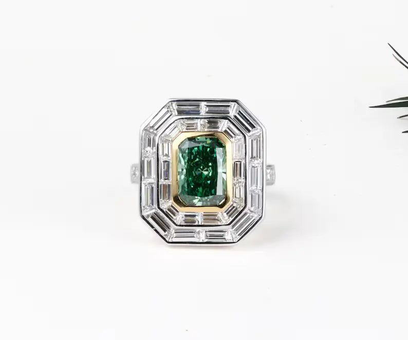 Double Halo Radiant Cut Lab Grown Diamond Engagement Ring