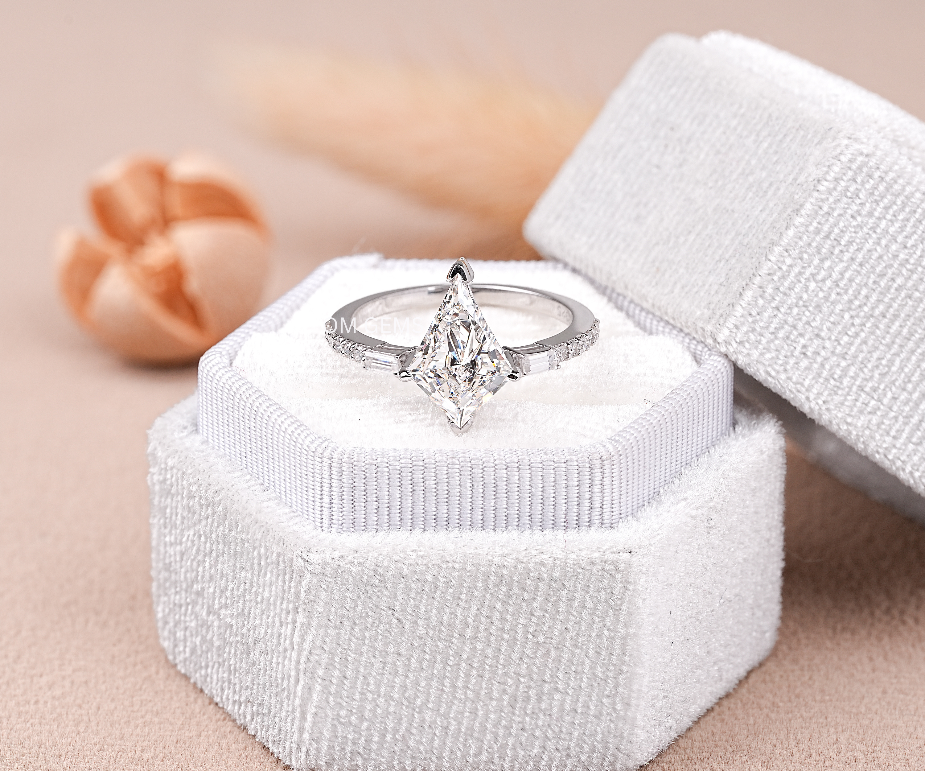 kite Shape Lab Grown Diamond Accent Engagement Ring