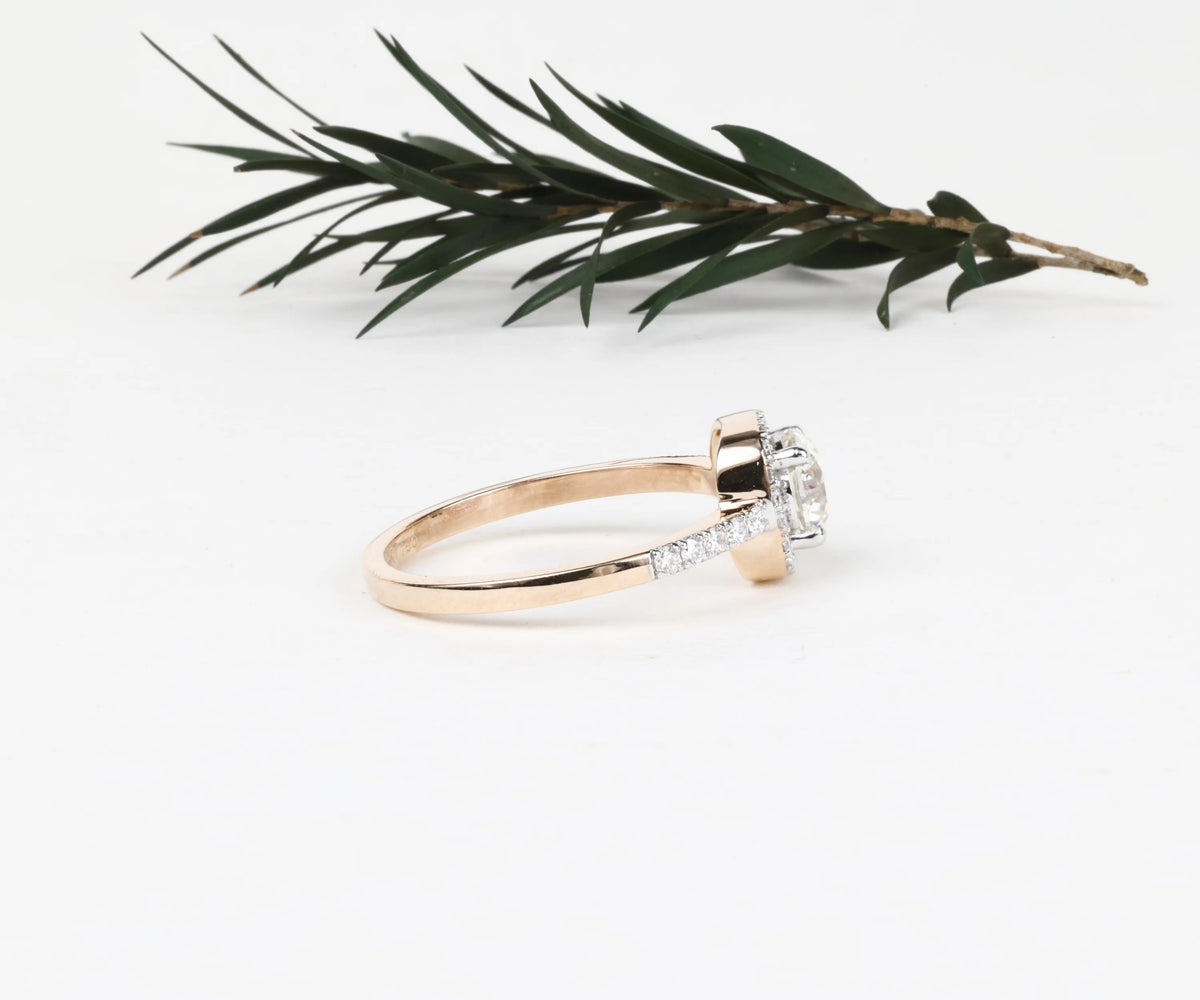 Lab diamond round halo solitaire engagement ring
