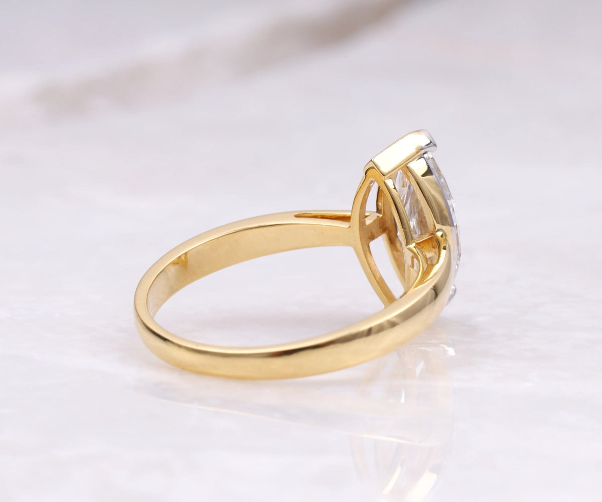 Lab grown marquise diamond single stone engagement ring