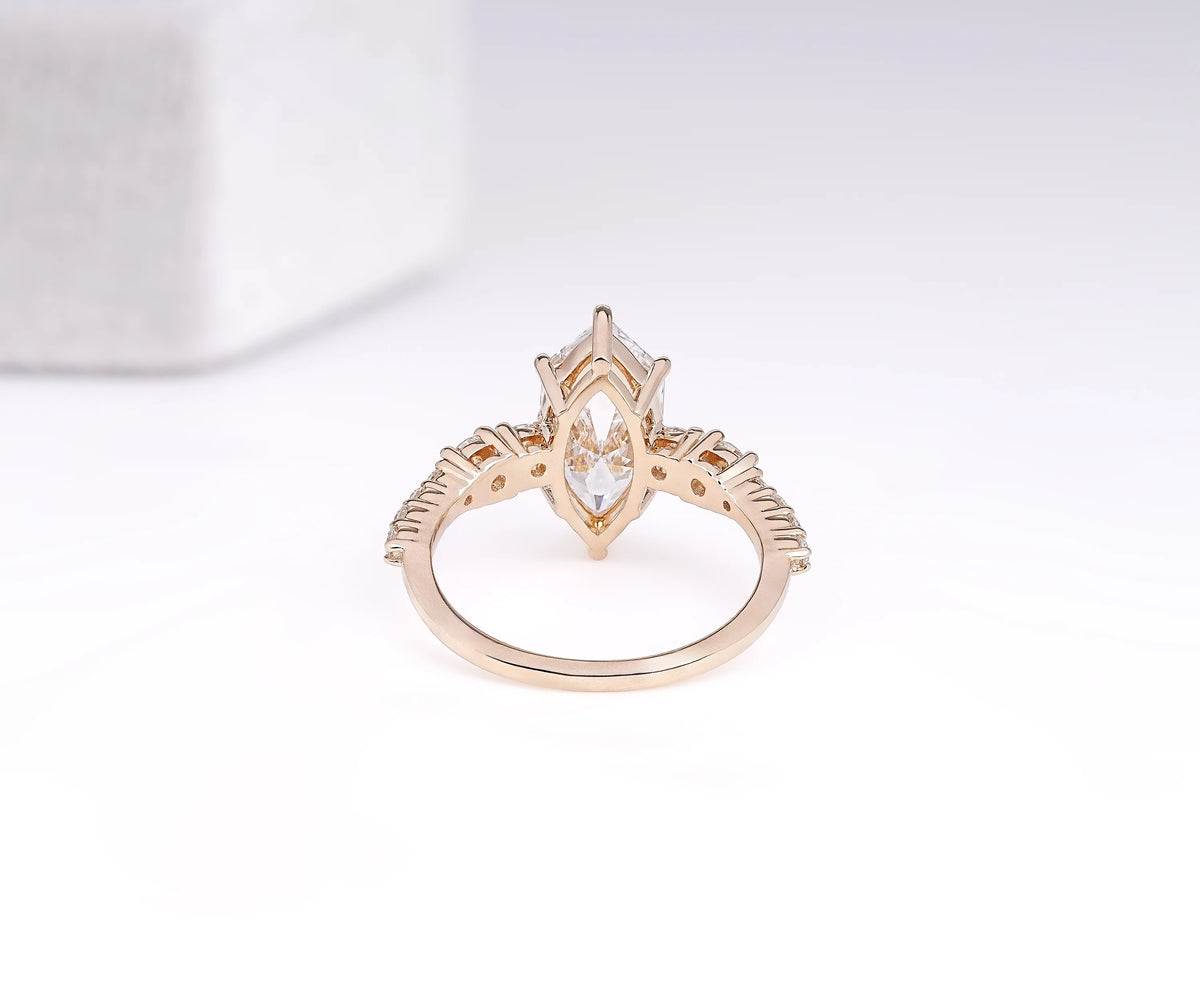 Solitaire Accent Dutch Marquise Shape Lab Diamond Engagement Ring