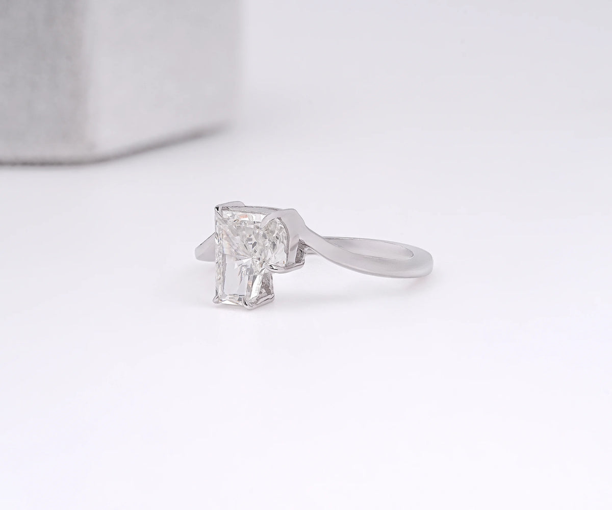 Custom Bypass P-Shaped Lab Grown Diamond Anniversary Ring