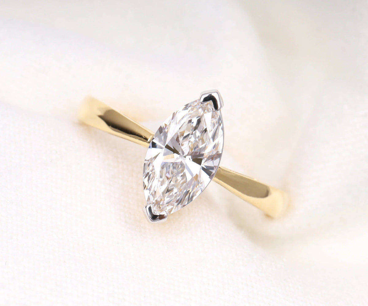 Marquise lab diamond solitaire wedding ring