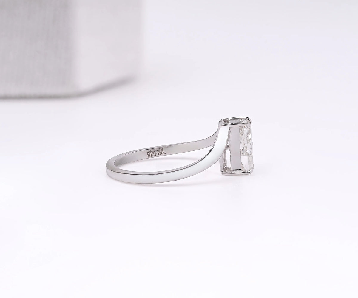 Custom Bypass P-Shaped Lab Grown Diamond Anniversary Ring
