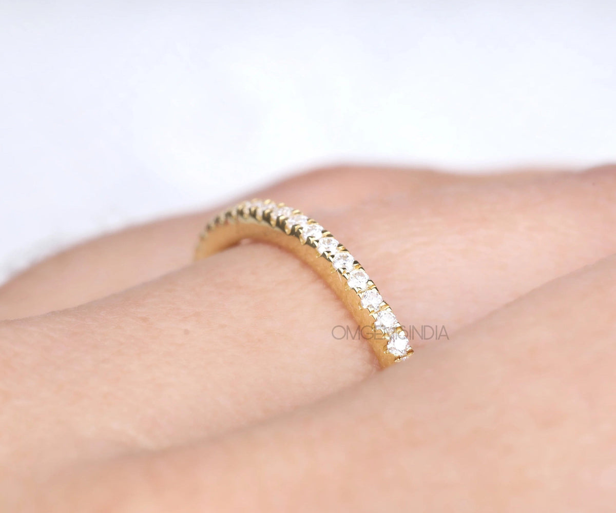 Pavé round diamond half eternity wedding ring