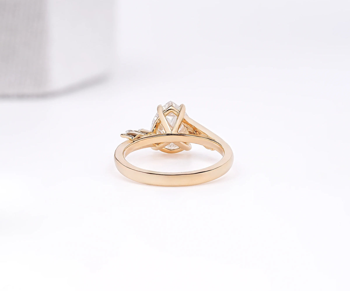 Solitaire Bypass Accent Pear Shape Lab Diamond Engagement Ring